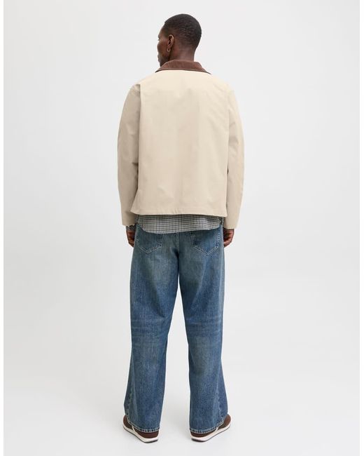Jack & Jones Natural Harrington Jacket With Contrast Collar for men