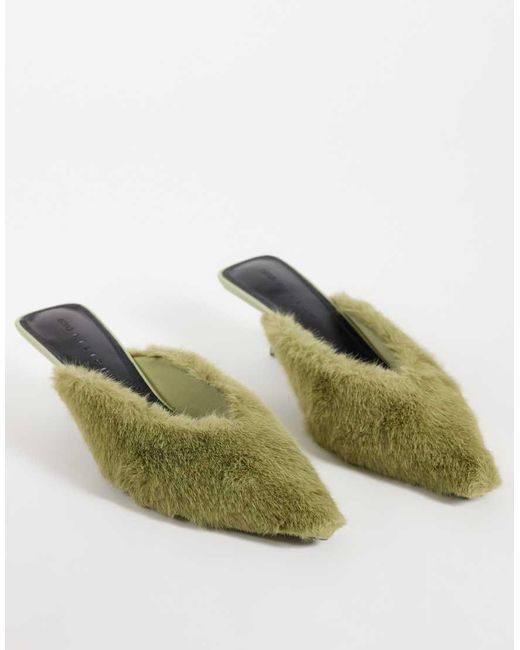 ASOS Green Surprise Pointed Kitten Heeled Mules