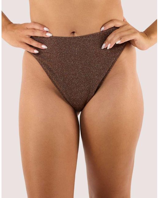 Wolf & Whistle Brown Amber High Waist Leg Bikini Bottom