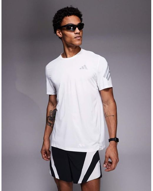 Adidas Originals White Adidas Running Adi365 T-shirt With Reflective Stripes for men