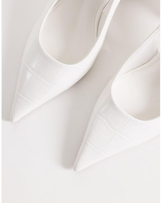 ASOS White Surrey Slingback Mid Block Heels