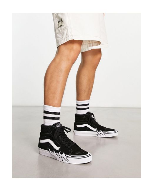 Vans White Sk8-hi Trainers With Flame Print for men