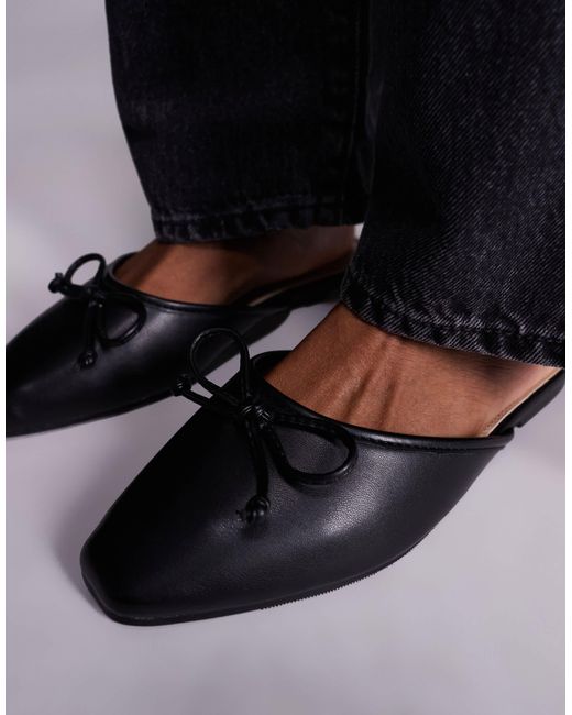 Public Desire Black Gio Slip On Mule Flats