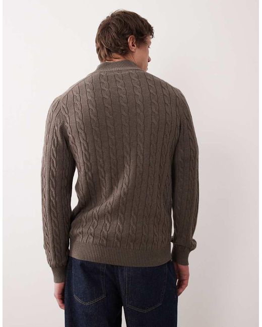 Gant Brown 100% Cotton 3/4 Zip Up Jumper for men