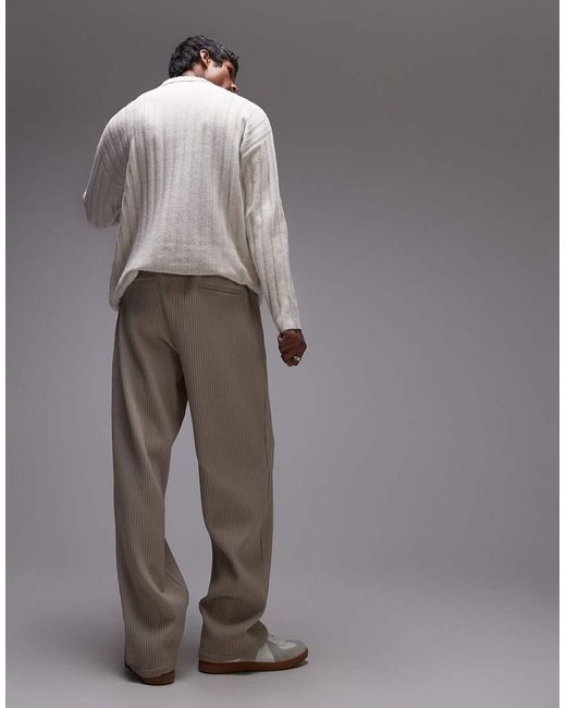 Topman White Tapered Plisse Pants for men