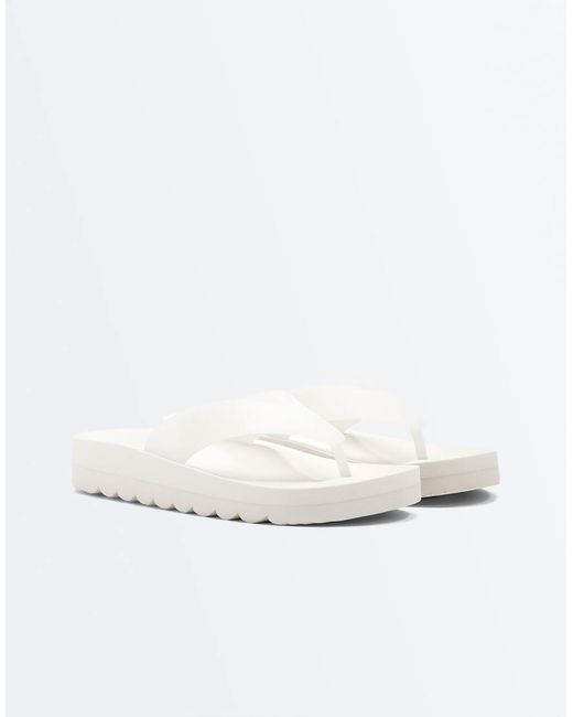 Oysho White Platform Sandals