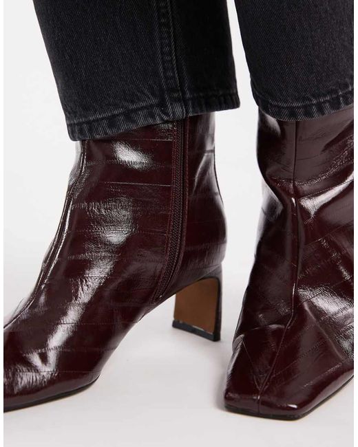 ASOS Red Eliza Set Back Heel Ankle Boots