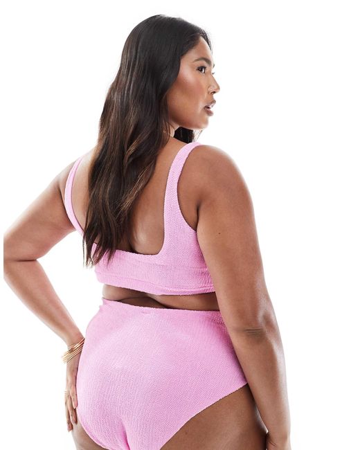 ASOS Pink Asos design curve – charlene – strukturiertes cropped bikinioberteil