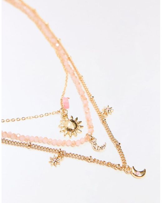 Bershka Natural Pack Of 3 Bead Necklaces