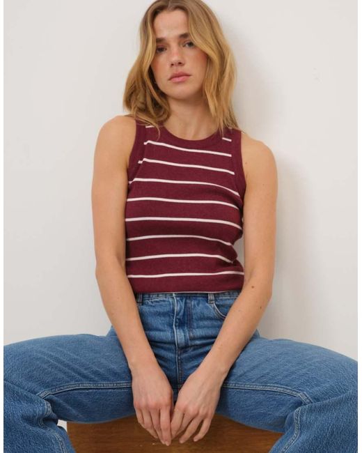 Nobody's Child Red Burgundy Striped Racer Vest