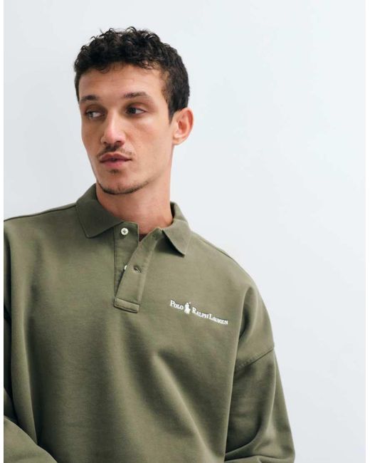 Polo Ralph Lauren Green Script Logo Heavyweight Polo Sweatshirt for men