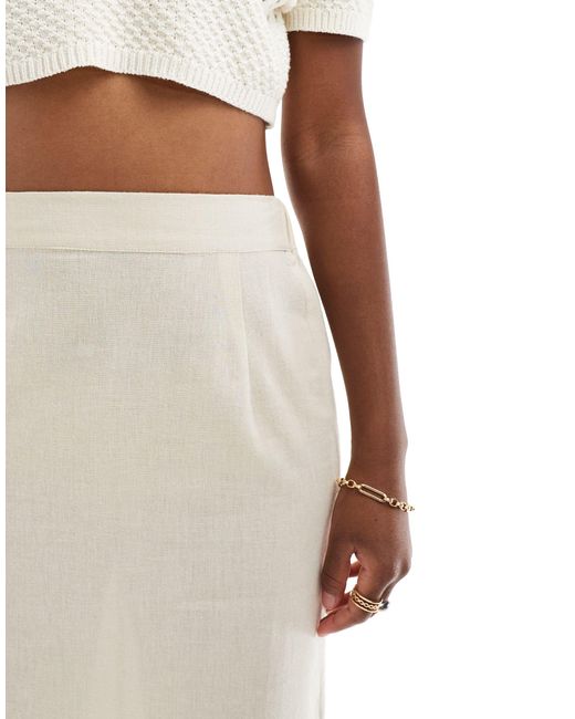 Threadbare White Linen Blend Column Maxi Skirt
