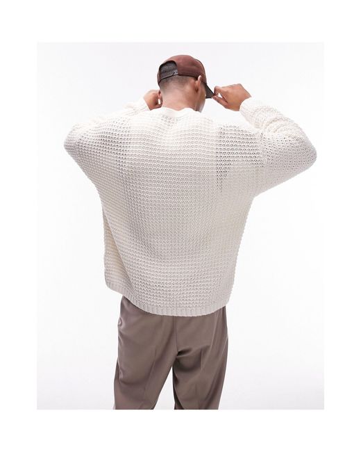 Topman White Crochet Cardigan for men