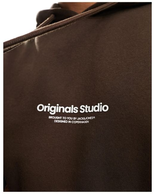 Jack & Jones Brown Oversize Hoodie With Originals Logo for men