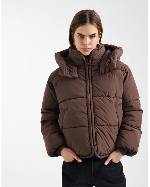 ONLY Black Hooded Puffer Jacket