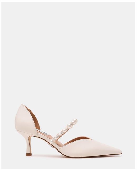 Steve Madden Natural Amoura Pearl Detail Pointed Kitten Heels