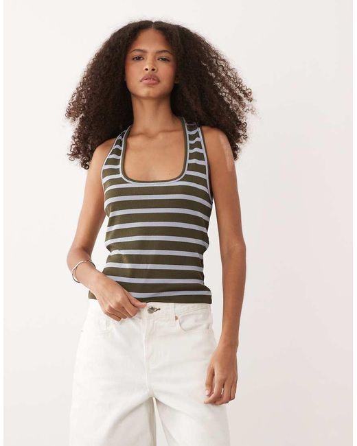 ASOS Gestreepte Haltertop in het Multicolor