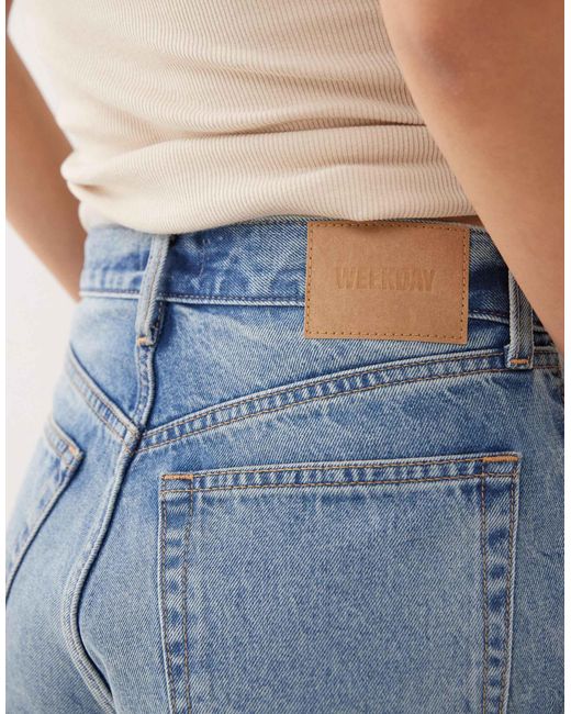 Maia - mini-short en jean - délavé Weekday en coloris Blue