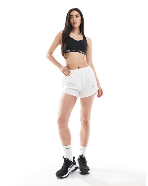 Nike White Tempo Dri-fit Mid Rise 3 Inch Shorts