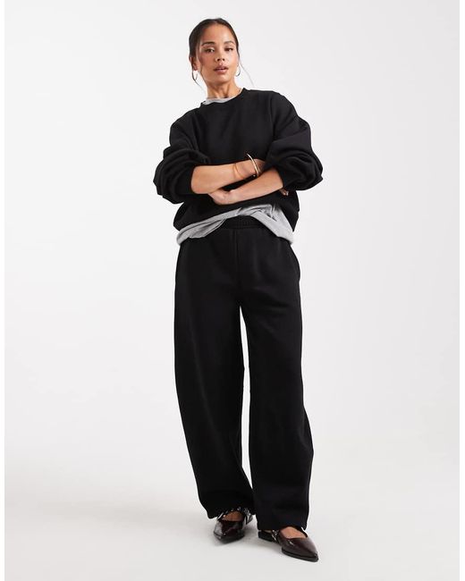 ASOS Brushback Joggingbroek Met Wijde Ronde Pijpen in het Blue