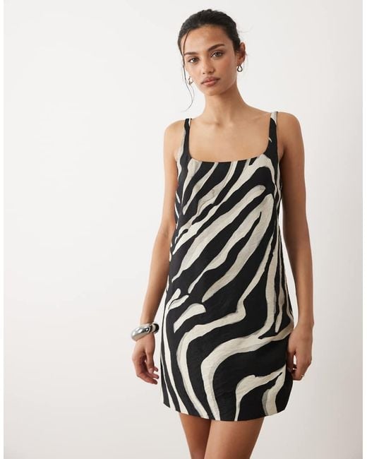 Mango Natural Scoop Neck Mini Dress