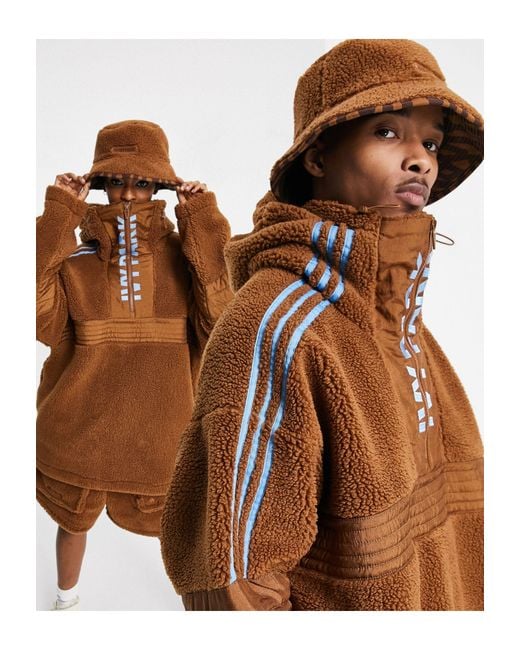 Ivy Park Adidas X - Teddy Hoodie Met Halve Rits in het Brown