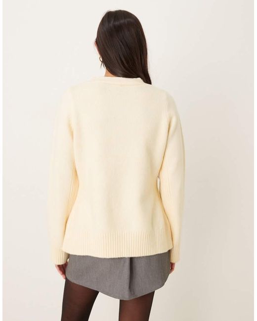 ASOS Natural Waisted V Neck Cardigan With Pocket Detail