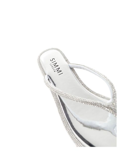 SIMMI White Simmi London Wide Fit Havanah Embellished Flat Sandal