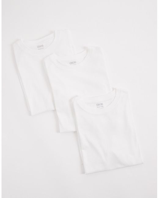 ASOS White Essentials 3 Pack Crew Neck T-shirts for men