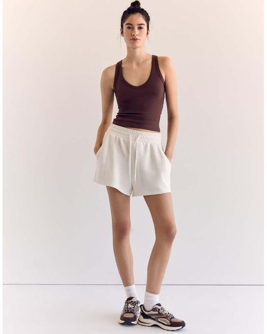Stradivarius Brown Racerback V Neck T-shirt