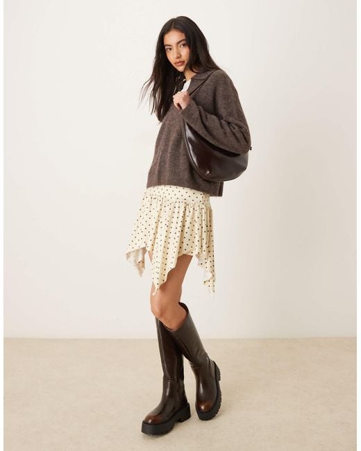 ASOS Natural Hanky Hem Asymmetric Mini Skirt