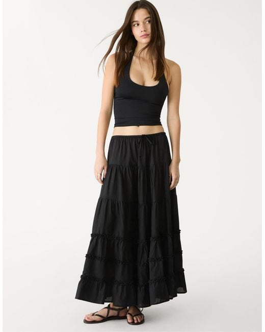 Stradivarius Black – geraffter, langer rock