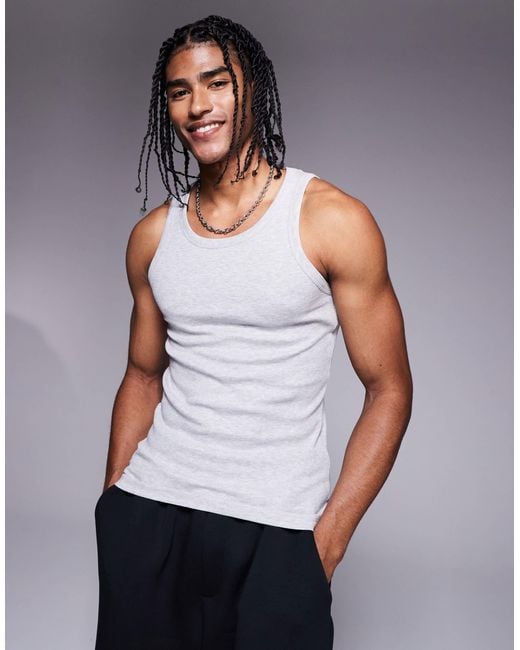 Bershka – trägertop aus baumwolle in Gray für Herren