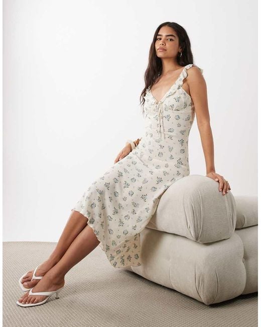 Mango White Ruffle Sleeveless Maxi Dress