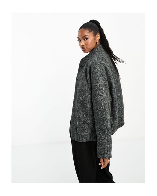 4th & Reckless Black Oversized Wool Look Bomber Jacket