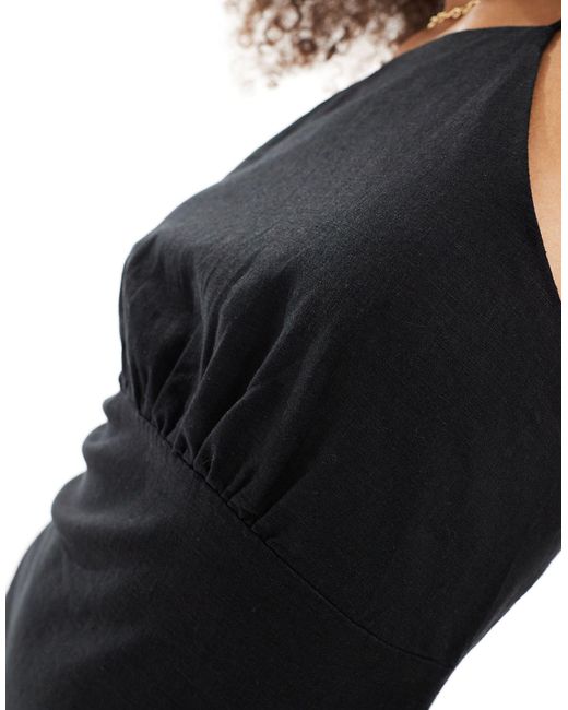 Mango Black – neckholder-minikleid aus leinenmix
