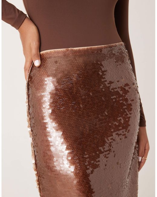 Mango Natural Sequin Midi Skirt