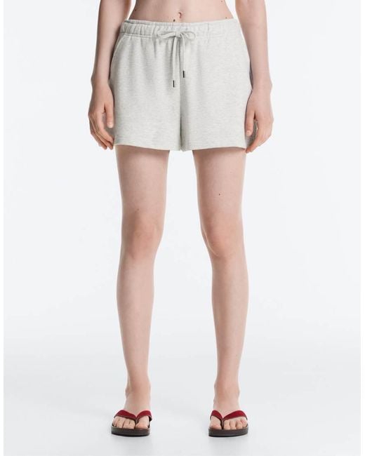 Oysho Gray Cotton Blend Fleece Shorts