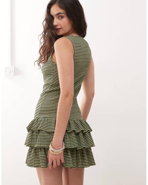Collusion Natural Gingham Mini Dress