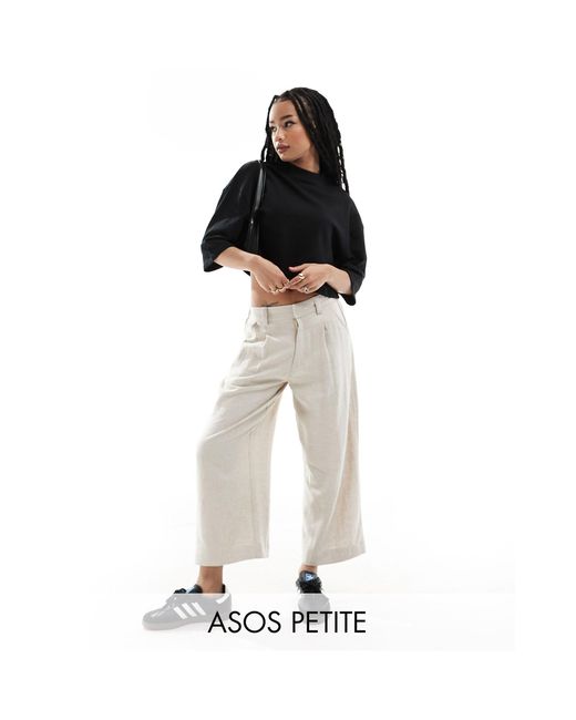 ASOS White Asos Design Petite Dad Culotte With Linen