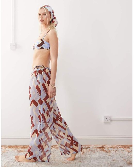 Reclaimed Vintage Pink Pull On Sheer Beach Trouser