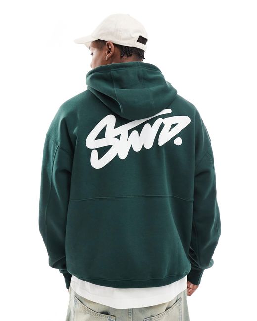 Pull&Bear Green Stwd Hoodie for men