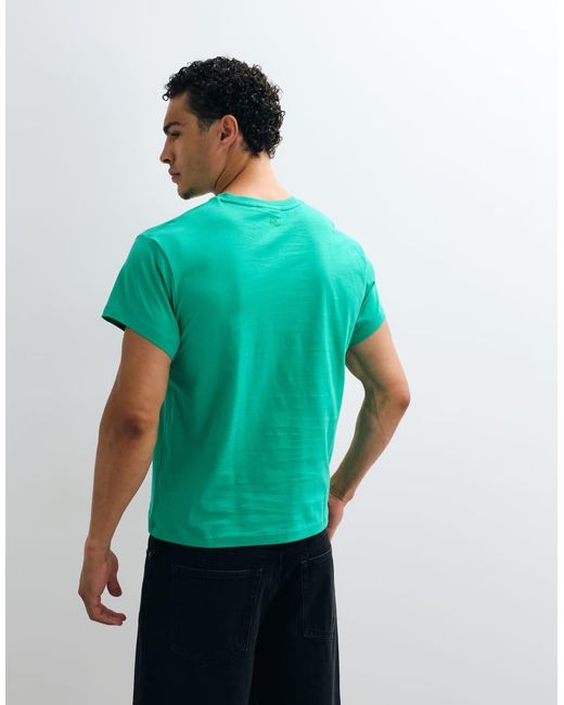 Reclaimed Vintage Green Collegiate Cropped Boxy T-Shirt for men