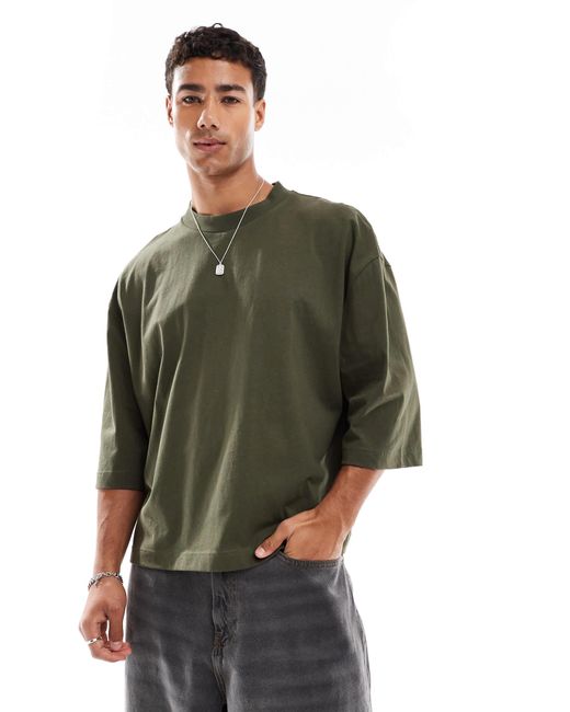 ASOS – kastiges oversize-t-shirt in Green für Herren