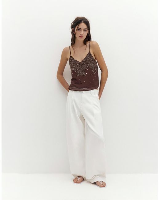 Top orné Pull&Bear en coloris Brown
