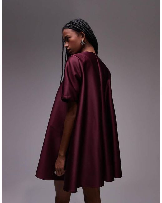 ASOS Purple Satin Full Skirt Mini Dress