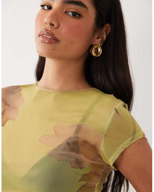ASOS Multicolor Printed Mesh Top
