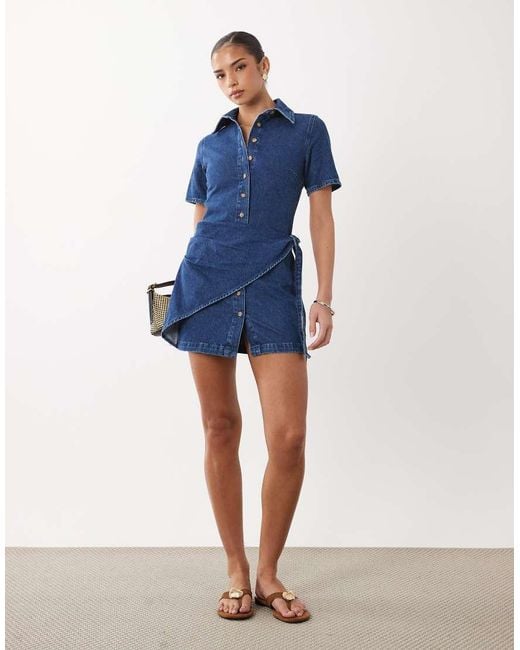 ASOS Blue Denim Shirt Dress With Detail