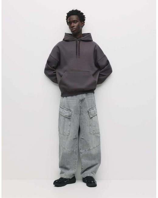 Pull&Bear – basic-kapuzenpullover in Gray für Herren
