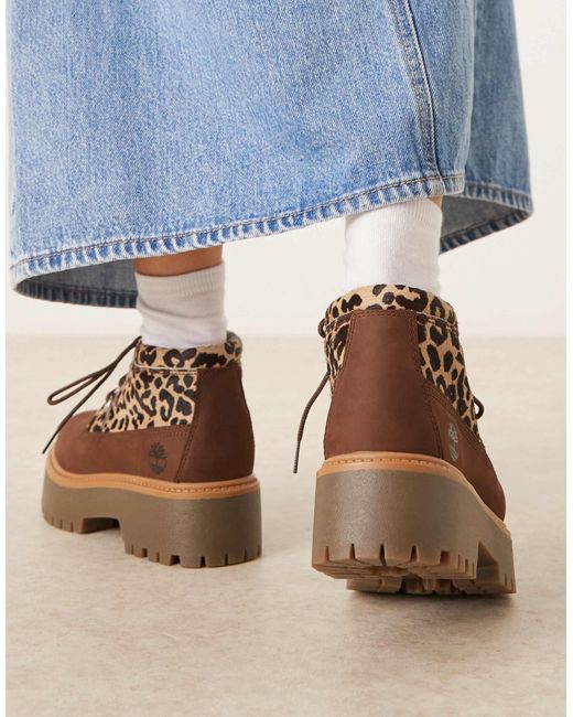 Stone street nellie - bottines mi-hautes en cuir façon poulain - imprimé léopard Timberland en coloris Blue